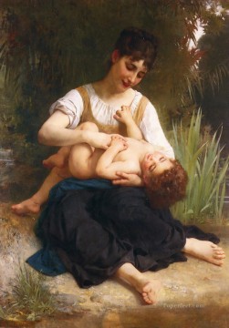  Fille Painting - Adolphe Juene Fille Et Enfant MiCorps Realism William Adolphe Bouguereau